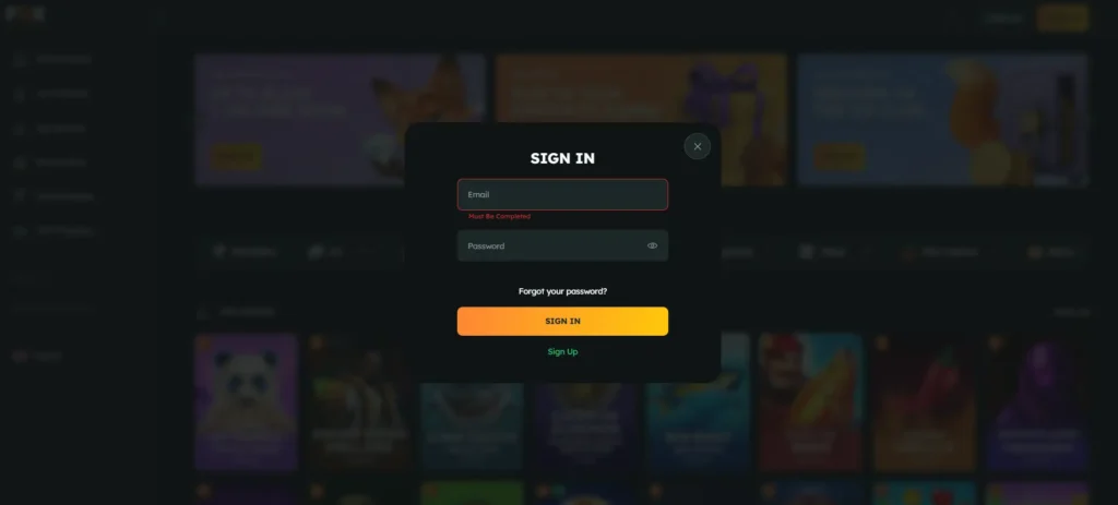 Page with Sign-In Procedure